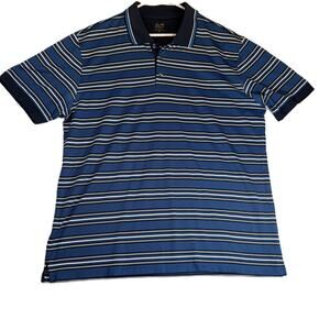 Tasso Elba Golf Performance Polo Shirt Men's XL Blue Stripe Collared Resort Cas